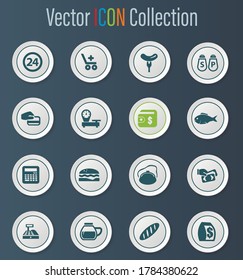 Iconos vectoriales de tienda de comestibles para diseño de interfaz de usuario