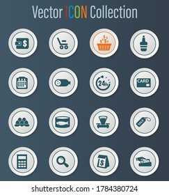 Grocery store vector icons for user interface design