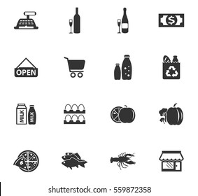 grocery store vector icons for user interface design