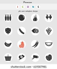 grocery store vector icons for user interface design