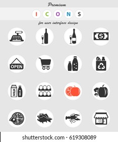 grocery store vector icons for user interface design