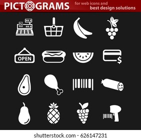 grocery store vector icons for user interface design