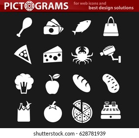 grocery store vector icons for user interface design