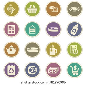 Grocery store vector icons for user interface design