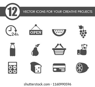 grocery store vector icons for your creative ideas