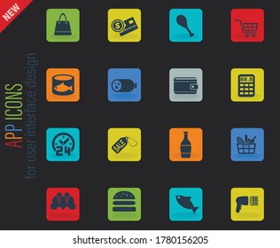 grocery store web icons for user interface design