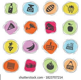 grocery store web icons for user interface design