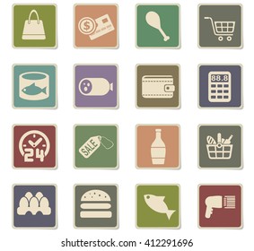 grocery store web icons for user interface design