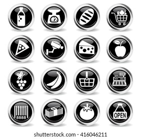 grocery store web icons for user interface design