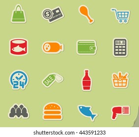 grocery store web icons for user interface design