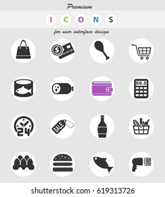 grocery store web icons for user interface design