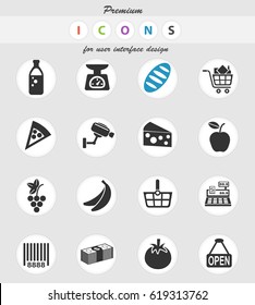grocery store web icons for user interface design