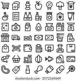Grocery Supermartket Market Shopping Icon Set. Perfect for user interface, new application
