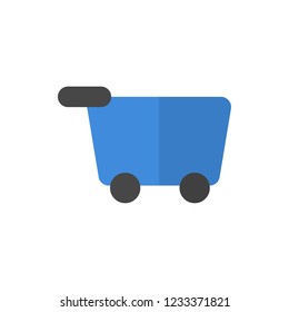grocery trolley flat fector icon
