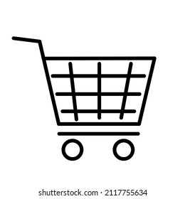 Icono del carrito de compras. botón Sitio. Coche comercial. Vagón de supermercado. Diseño sencillo. Ilustración vectorial. Imagen de archivo.