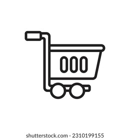 Grocery Trolley Outline Icon Vector Illustration