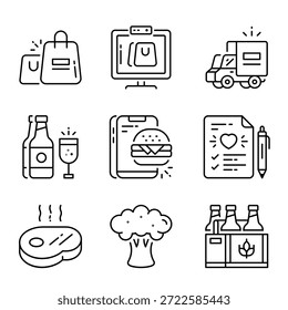 Conjunto de iconos de contorno de Vector de comestibles 4