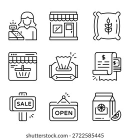 Conjunto de iconos de contorno de Vector de comestibles 5