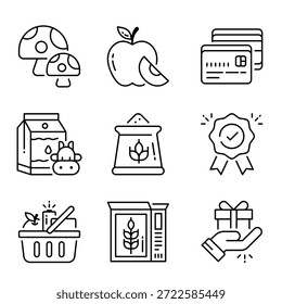 Conjunto de iconos de contorno de Vector de comestibles 1
