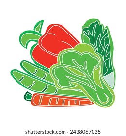 Grocery vegetable illustration vector art. Healthy food. Vegetarian cravings food.