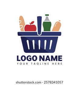 Grocey tiems ecommerce logo design concept 