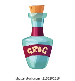 Grog pirate bottle cartoon vector illustration.