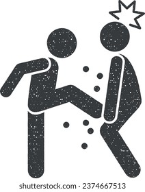 Groin kick groin icon vector illustration in stamp style