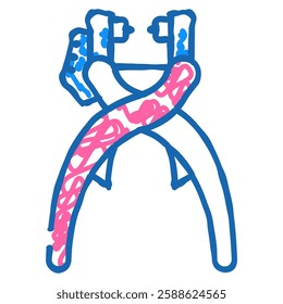 grommet pliers doodle icon sketch vector. grommet pliers sign. isolated symbol illustration