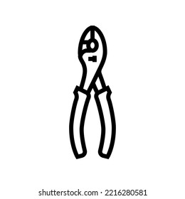 grommet pliers line icon vector. grommet pliers sign. isolated contour symbol black illustration