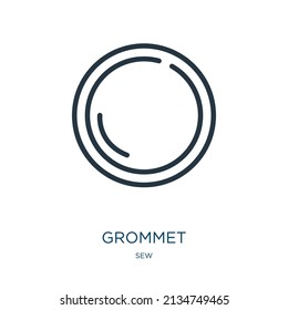 grommet thin line icon. grips, inking linear icons from sew concept isolated outline sign. Vector illustration symbol element for web design and apps.