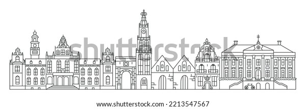 Groningen City Scape Vector Illustration Stock Vector (Royalty Free ...