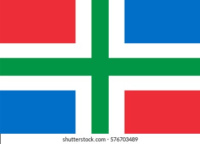 Groningen flag vector illustration isolated. Province of the Netherlands. Patriotic emblem banner of Groningen. National symbol.