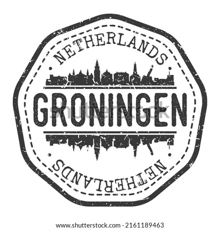 Groningen, Netherlands Stamp Skyline Postmark. Silhouette Postal Passport. City Round Vector Icon. Vintage Postage Design.