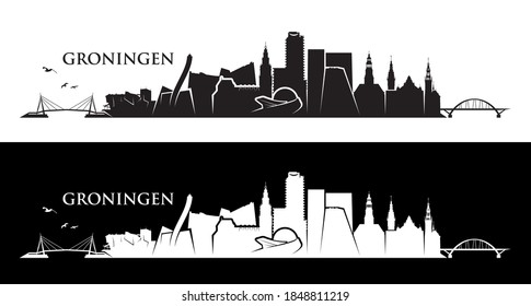 Groningen skyline Netherlands cityscape vector illustration