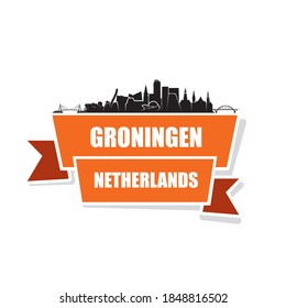 Groningen skyline Netherlands cityscape vector illustration
