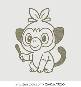 Grookey hand drawing white background