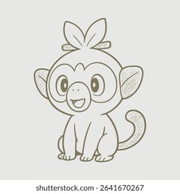 Grookey hand drawing white background