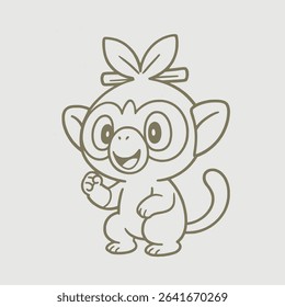 Grookey hand drawing white background