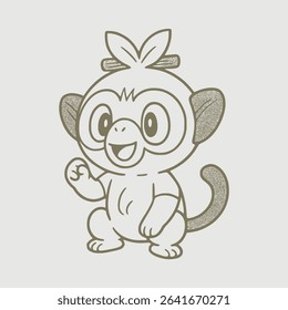 Grookey hand drawing white background