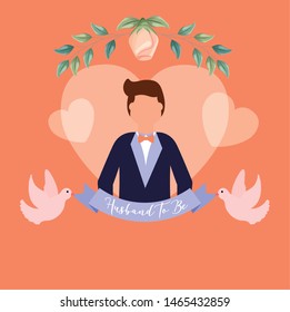 Groom avatar design, Wedding marriage love celebration invitation and engagement theme Vector illustration