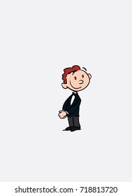 Groom awaits the arrival of the bride. Vector isolated character.
