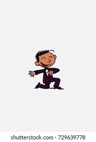 Groom begging on his knees, cheerful.. Vector isolated character.
