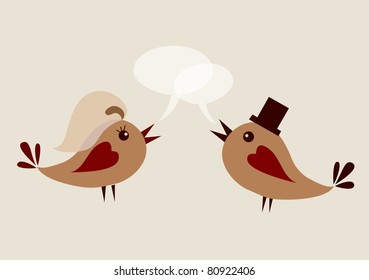groom bird and wife bird, vector illustration
