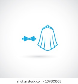 Groom bow and bride veil - vector illustration