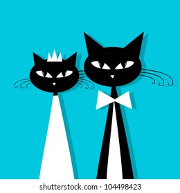 Groom and bride, cat's wedding for your design