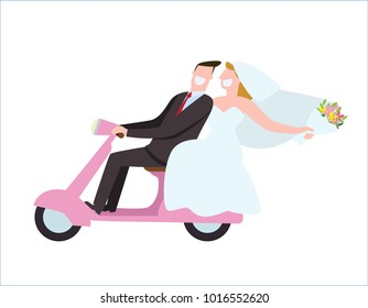 groom and bride character wedding invitation card template
modern design flat icon for marriage.
married concept vector illustration.
isolated on white background.