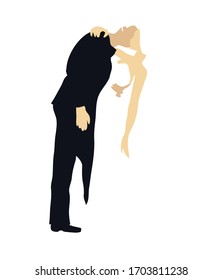 groom and bride couple kissing minimalist two people love marriage symbol icon isolated on white background