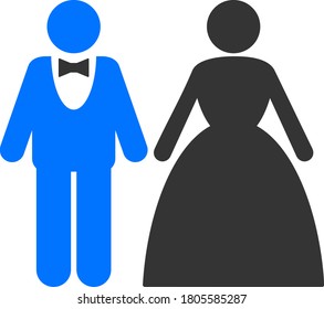 Groom With Bride flat vector icon. An isolated icon on a white background.