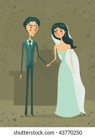 groom and bride at home