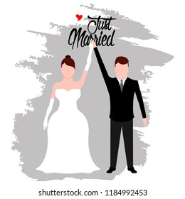 Groom and bride. Just married couple. Wedding concept image. Vector illustration design